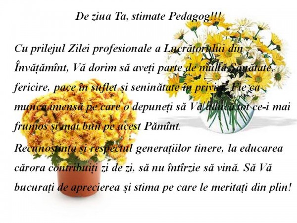 felicitare pedagog